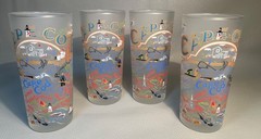 Set 4 Cape Cod Tumblers With Map & Landmarks Hand Applied Artwork 15oz All Mint