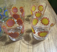 Federal Glassware Mid-Century Colorful Daisies Glasses (Set of 8) – Rocks, NOS