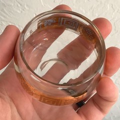 VTG Mid-Century Modern Culver Coronet Roly Poly Cocktail Glasses 22k Gold Aztec