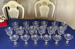 HEISEY-CRYSTAL -ETCHED ROSE -Ice Tea,Water Goblets/Wine,Tall Sherbet Glasses Set