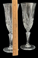 Set Cristal De Flandre 24% Lead Crystal Fluted Champagne Glasses made in FRANCE