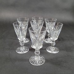 Kosta Boda Pyramid Crystal Cordial/Wine Tasting Glass 4″ Lot of 7 Signed