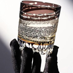 Hand Cut Japanese Style Crystal Whiskey Glass Tumbler Edo Kiriko Drinkware 10oz