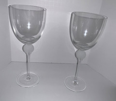 LOT OF 2 Crystal GOLF BALL 8 3/4″ Tall Stem Wine Glasses
