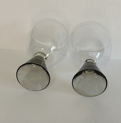Set of 2 MCM Rosenthal Fortuna Smoke Wine Goblets Designer Elsa Fischer-Treyden