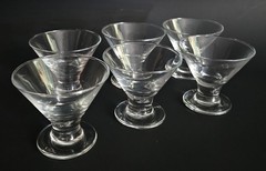 Vintage Clear Glass Stem Base Martini Cordial Glasses Or Dessert Cups Set Of (6)