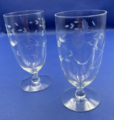 Set of 2 Princess House HERITAGE Etched Crystal Ice Tea Glass 12 oz
