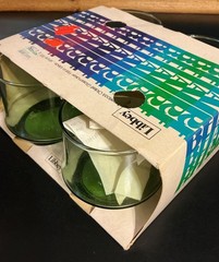 NOS Vintage Libbey Belaire Olive Green Flat Juice Rocks Glasses Tumblers Set 4