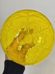 Vtg 2pc Secla Sigma Taste Setter Cabbage Leaf Yellow* Glass Goblets Portugal 60s