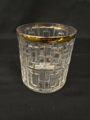 Lot Of 6 Imperial Glass 22K Gold Shoji Trellis Short Tumbler Glasses 3.5″ 1960s