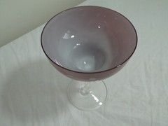 Drink Wine Glass Stemmed Purple Pink Clear 6 1/2″ Drinkware Barware Deco Vintage
