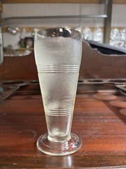 Vintage Clear Frosted Banded Milk Shake Ice Cream Soda Fountain Glass