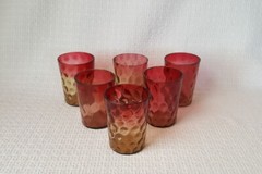 Hobbs Brockunier Amberina Inverted Thumbprint Tumblers ~ Set of 6