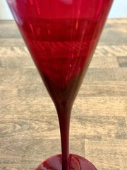 Vintage Ruby Red Art Glass Wine Goblet Long Stem 8.5” 7 oz Replacement 7 Avail