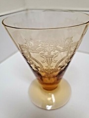 Vintage Etched Elegant Clear Amber Glass/ Optic Glass