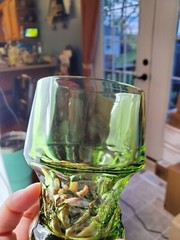 Set Of 5 Cambridge Glass Georgian Green avocado 9oz Flat Bottom Tumblers