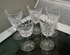 5 Waterford Crystal Wine Claret Glass Lismore Cut Irish Crystal