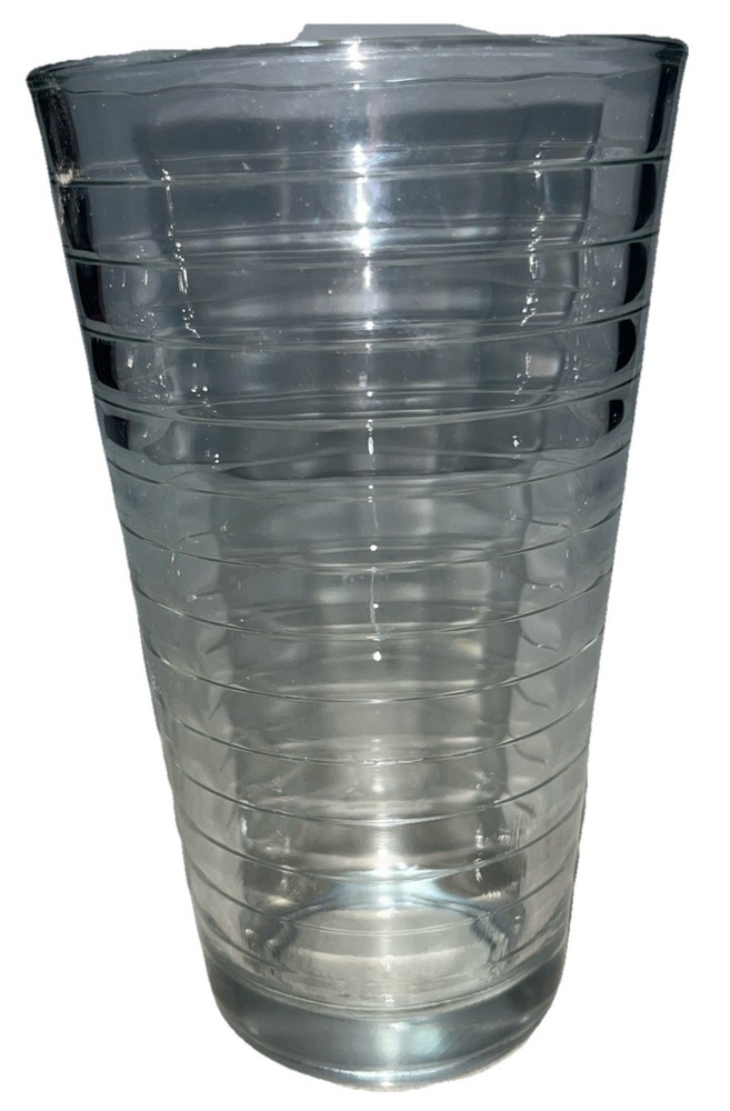 Vintage Libbey Hoops Crisa Clear 16 Oz Water Glass Drink Tumbler Ribbed Rings