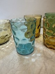 VTG Depression Glass Lot Of 6 Inverted Thumbprint Multicolored