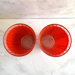 Pair VTG MCM Culver Siam Thai Goddess Hindu Red Gold Glasses Tumblers