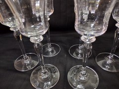6 MIKASA JAMESTOWN 8¾» Wine Goblets Glasses Optic Bowl Gold Trim