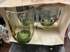 NOS 3 Libbey Accent Tawny Green Drinking Glasses #376 MCM 12oz Beverage New