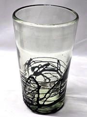 Novica Black Smoke Swirl Hand Blown Glass Tumblers – Set of 6, Mexico