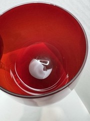 Art Glass Ruby Red Hand Blown Glass Twist Swirl Stem Tall 11.5″ Set Of 2 Vintage