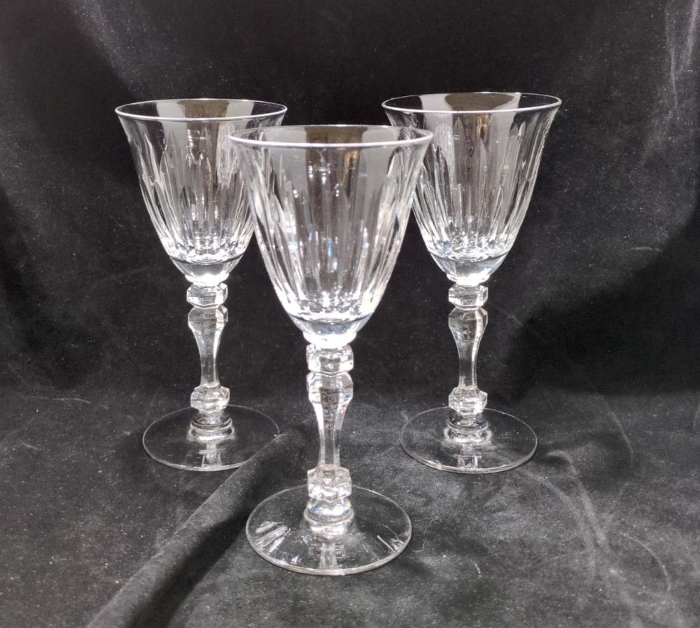 3 Tiffin Simplicity Wine glass(es) vertical cuts knob in stem vertical cuts