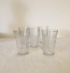 Standard Glass Co. Grape Clear Optic Cordial Glasses (5) 1920s