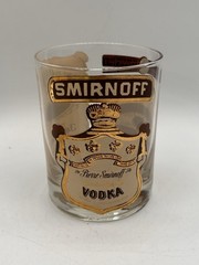 Vintage 4” Double-Old Fashioned Tumblers Smirnoff/Jack Daniels/Chivas