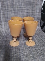 4 Mid-Century Vintage Brown Frosted Goblets Gorgeous & Rare Color