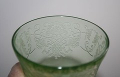 VINTAGE FLORETINE GREEN DEPRESSION GLASS TUMBLER 6-8 OZ. HAZEL ATLAS GLASS