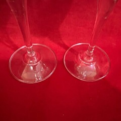 Set Of 2 Mikasa Jamestown Crystal Clear Platinum Trim Tall Champagne FLUTES