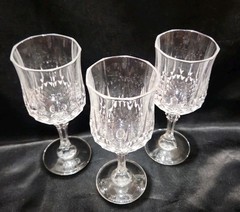 Vintage Cristal D’Arques-Durand Longchamp Crystal Wine Glasses 6.5”H Set Of 3