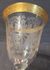 Set of 2 Tiffin Franciscan Melrose Clear Gold Encrusted Claret Wine Glasses 5″