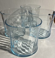 Blue Swirl Glasses 3 3/8” Tall Set Of 4 . Great Condition, No Chips Or Cracks
