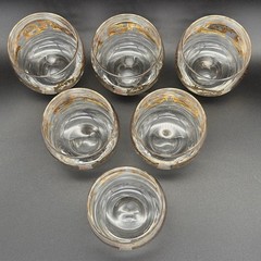 Six (6) MCM Cera 22k Gold Scroll Roly Poly Rocks Glasses Low Ball Tumblers