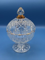 Clear Lead Crystal 24% DE Cristal D’arques France Garanti Candy Dish & Lid 7”