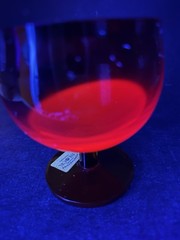 Vtg Block Capers Hearthstone Crystal Ruby Red Amber Wine Glass Snifter