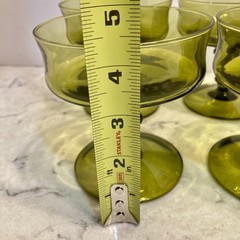 MCM Colony Glass “Richmond Green” 4 Champagne/Sherbet Glasses Hand-Blown Italy