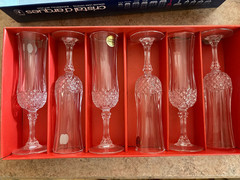 Vintage Cristal D’Arques LONGCHAMP Set of 6 CHAMPAGNE FLUTES Stemware FRANCE