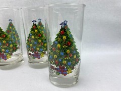 4 Vintage Christmas by Carlton Beverage Glasses 11 oz Tumblers 5 1/2″ Tall