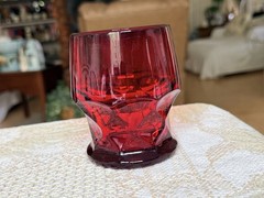 Vintage Viking Ruby Red Georgian Honeycomb 4” Drinking Glass