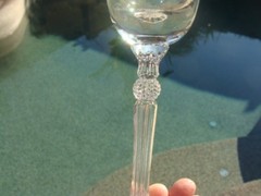 Glastonbury Lotus Pattern Stem 470 Clear 4 Water Goblets Glasses Vintage 8 1/4″