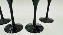 Vintage Set Of 4 Mikasa Crystal Black Elegance Amethyst Wine Glasses 9″