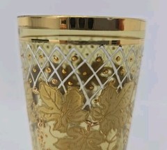Bohemian Moser Juice Glass / Tumbler Gold Enamel Grape Vine Decor Late 1800s