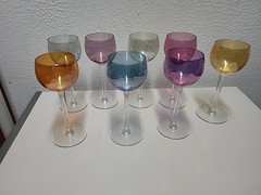 Iridescent Multi Colored 4 oz Cordial Sherry Glasses Set Of 8 Rainbow Apertif