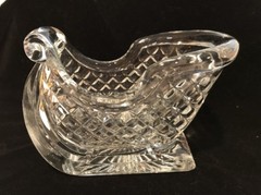Heavy Cut Glass Lead Crystal CHRISTMAS Santa SLEIGH 4″ High X 6″ Long X 4″ Candy