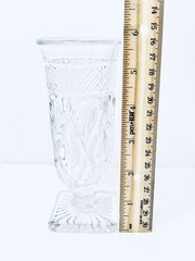 Indiana Glass 4oz Pressed Glass Goblet Pair Square Base Diamond Band Vintage